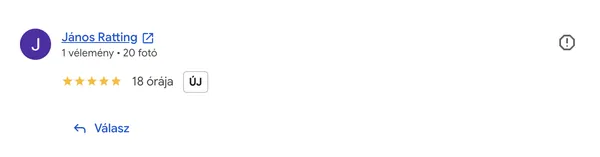 János Ratting Google értékelése az AI Egyetemről (5/5 csillag)