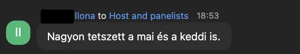 Ilona I. véleménye az AI Egyetem webinárjáról: „Nagyon tetszett a mai és a keddi is.”