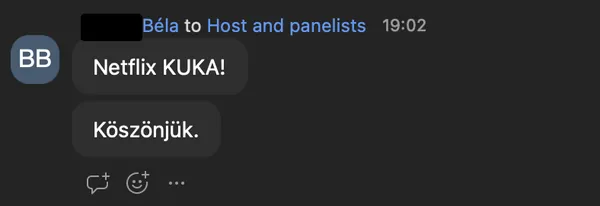 Béla B. véleménye az AI Egyetem webinárjáról: „Netflix KUKA! Köszönjük.”