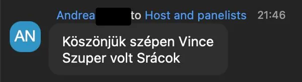Andrea N. véleménye az AI Egyetem webinárjáról: „Köszönjük szépen Vince Szuper volt Srácok”