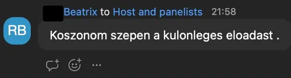 Beatrix R. véleménye az AI Egyetem webinárjáról: „Koszonom szepen a kulonleges eloadast .”