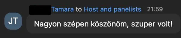 Tamara J. véleménye az AI Egyetem webinárjáról: „Nagyon szépen köszönöm, szuper volt!”